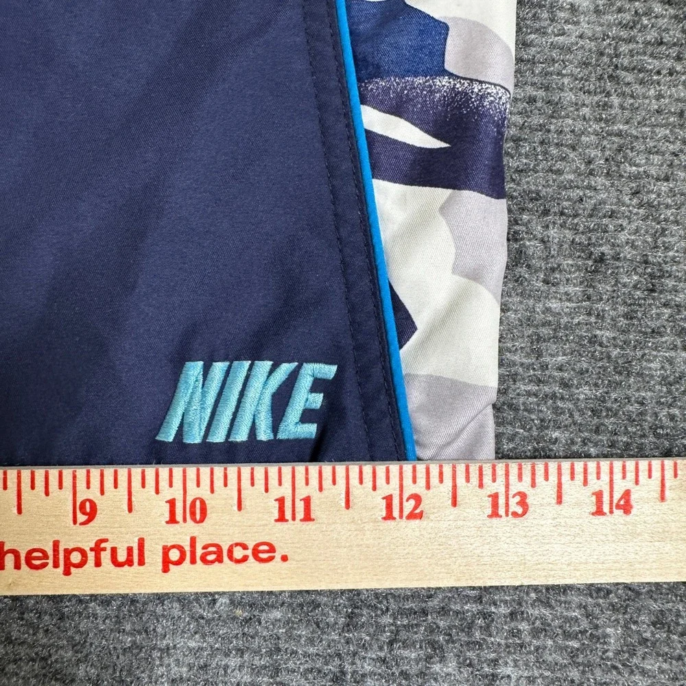 Nike Mens Swim Trunks Navy Blue Royal Graphic Print Mesh Lined Board Shorts L